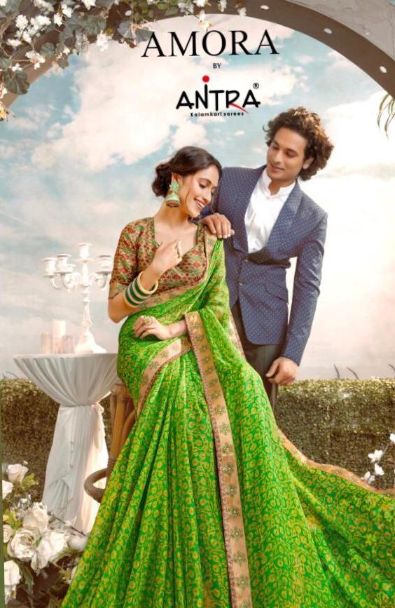 Amora By Antra Chiffon Printed Saree With Fancy Blouse Concept