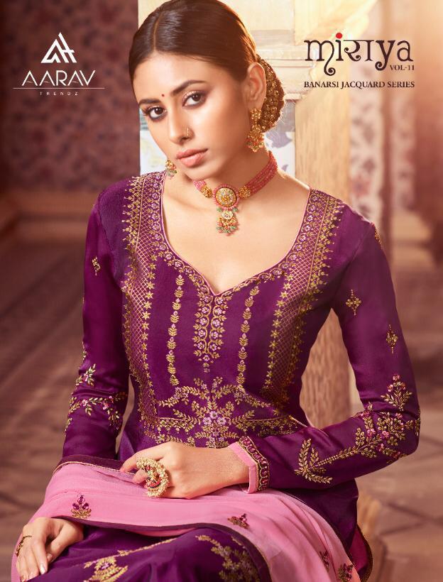 Miraya Vol 11 By Aarav Trendz Jacquard With Georgette Sharara Salwar Kameez