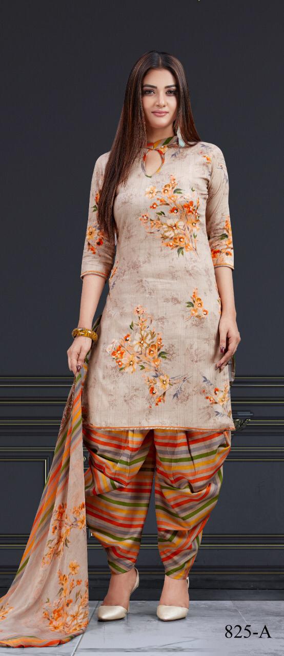 Bipson Preet 825 Glace Cotton Patiyala Dress Materials Wholesaler