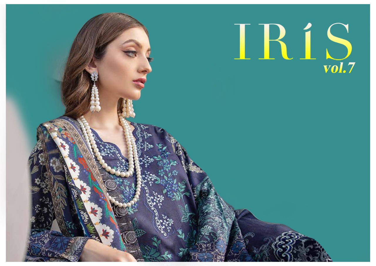 Iris Karachi Vol 7 Series 7001-7010 Pure Cotton Suit