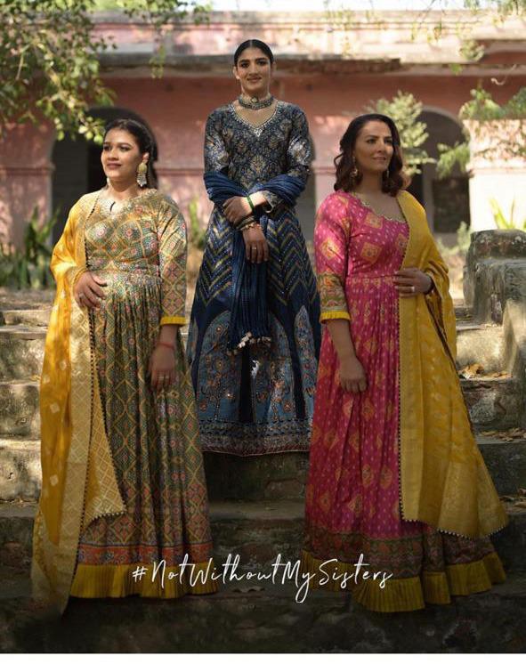 Bt-1247 Designer Gota Satin Gown With Dupatta