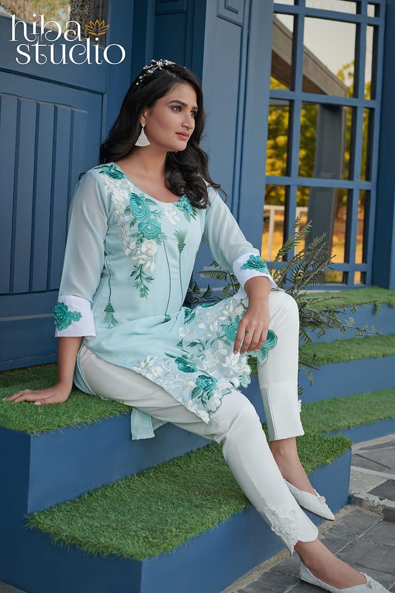 Hiba Studio Lpc 29 Pure Georgette Beautiful Ehtnic Wear Top With Bottom