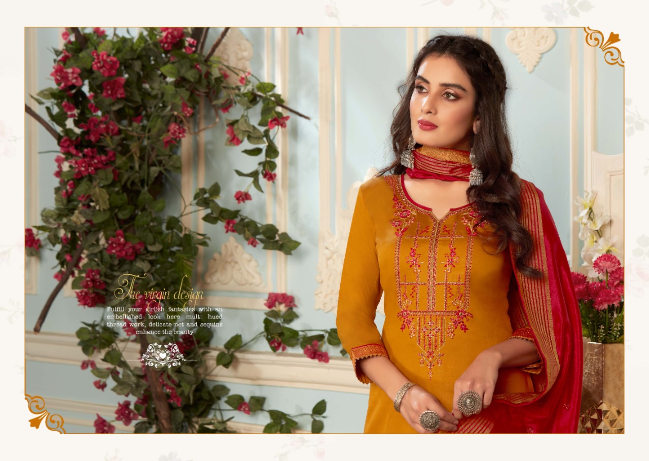 Kessi Silk Shine Vol 4 Series 5681-5688 Jam Cotton Silk Embroidert Work Suiy