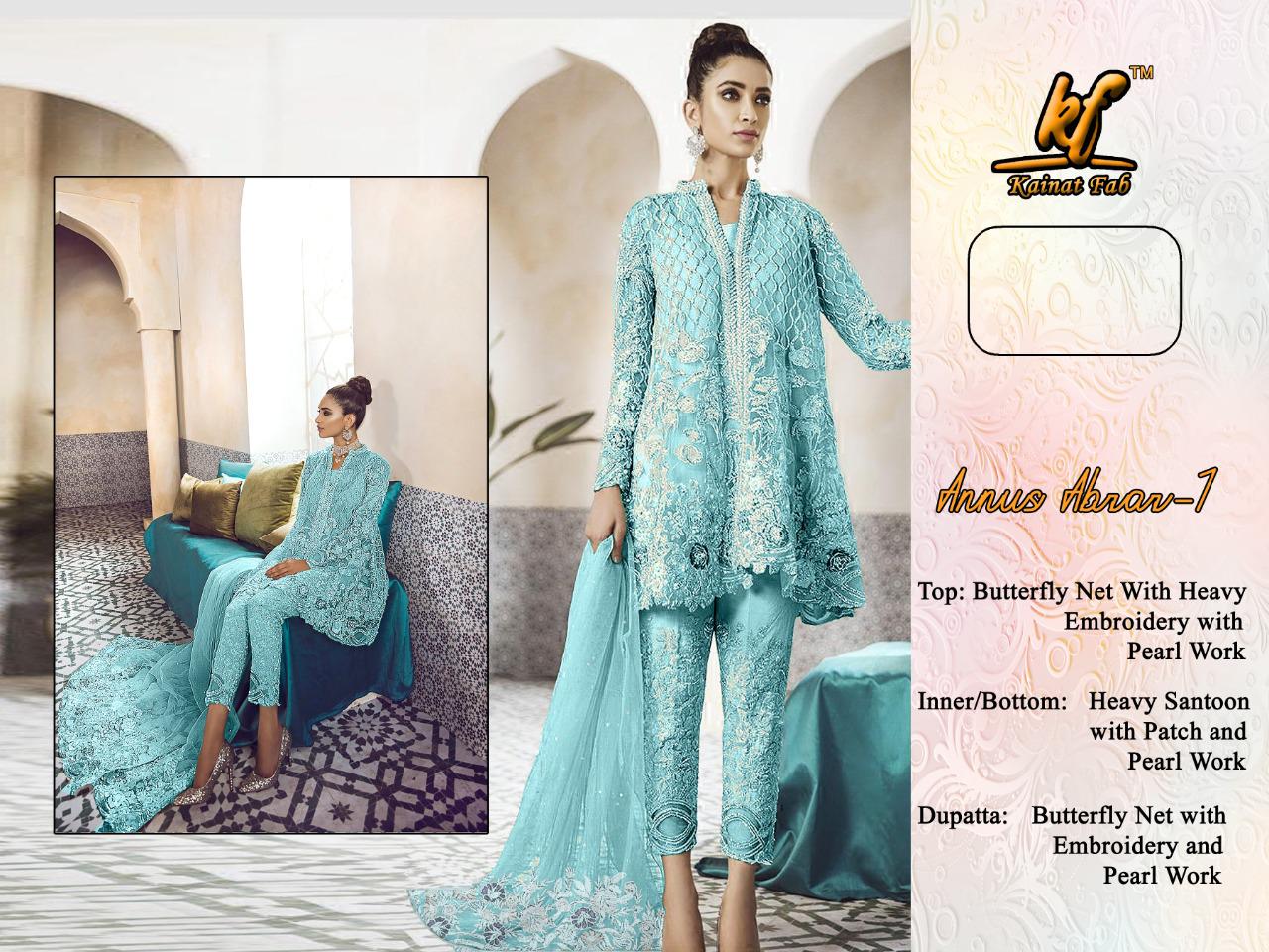 Kainat Fab Annus Arbar Vol 1 Butterfly Net With Heavy Embroidery Work Suit
