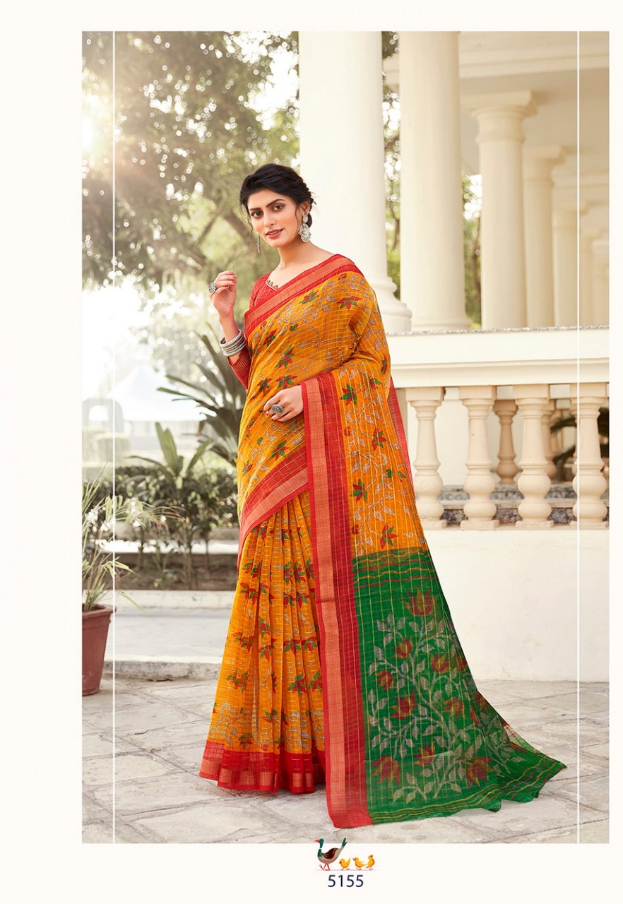 Vinamra Corporation Sangini Vedanta Silk Vol 2 Casual Wear Cotton Zari Checks Saree