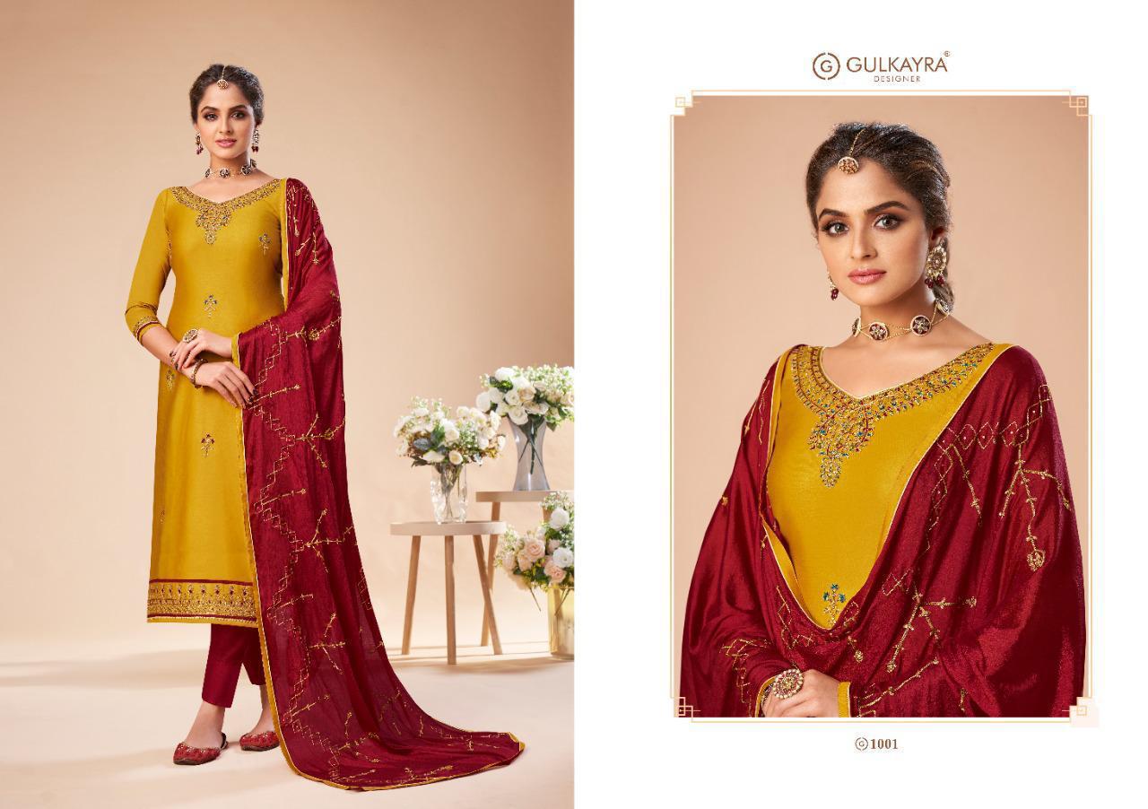 Gulkayra Designer Subriti Series 1001-1006 Jam Silk Heavy Embroidery Suits
