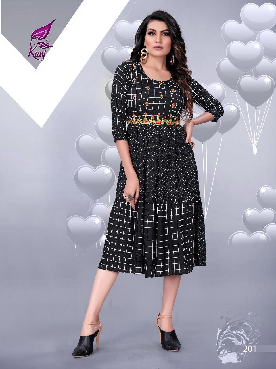 Kivi Vol 2 By Kunj Rayon Printed Short Gown Kurti Collection