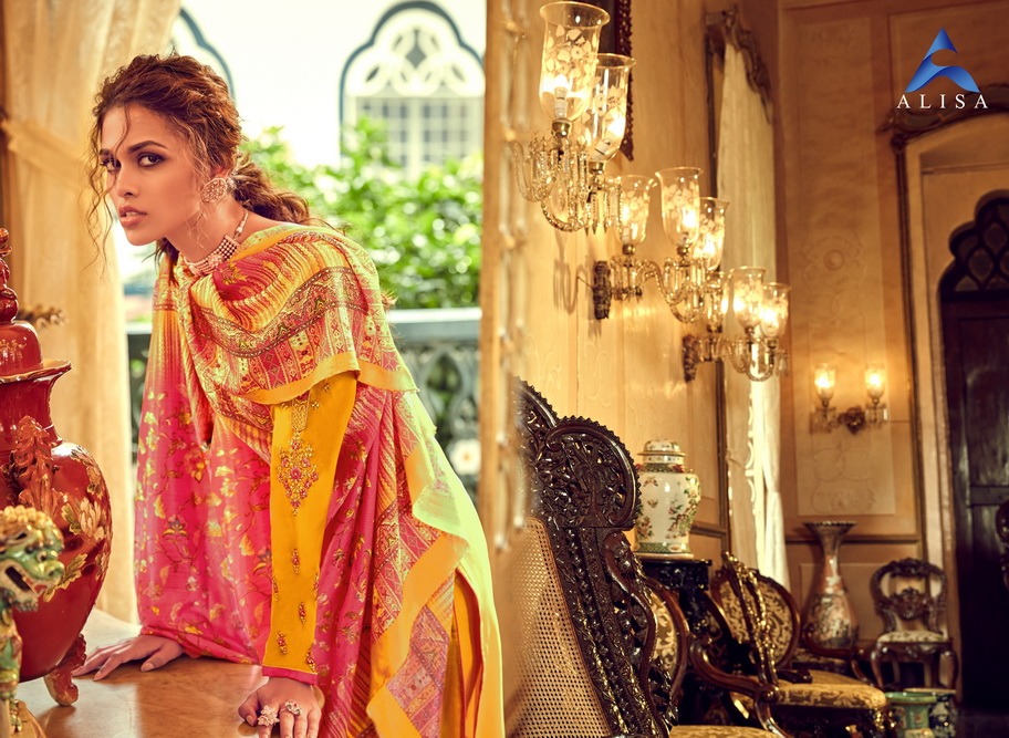 Alisa Sahir Series 6201-6206 Satin Georgette Embroidery Suits Collection