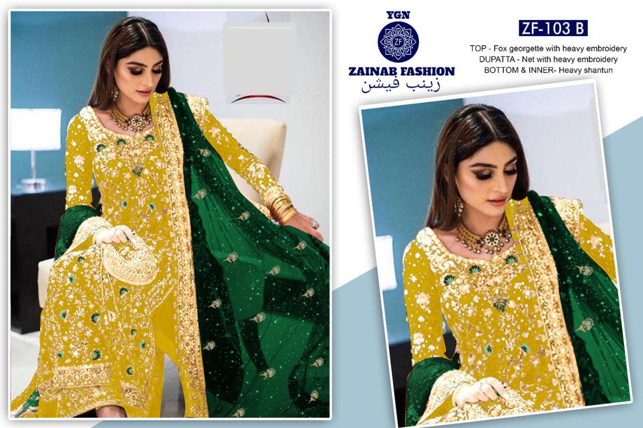Zainab Fashion Zf 103 B Designer Pure Georgette Suit