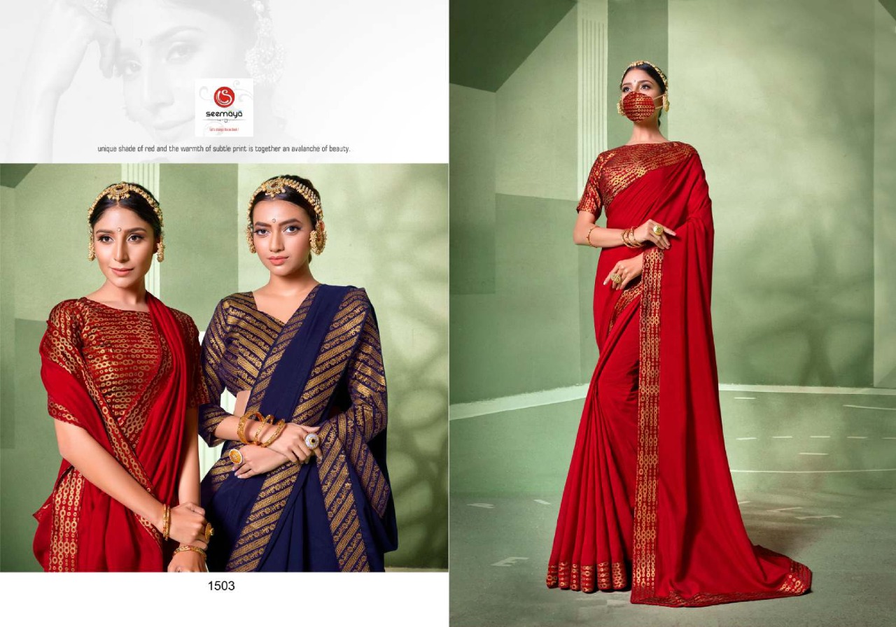 Seemaya Manika Vol 2 Vichitra Silk Casual Wear Saree With Mask Trader