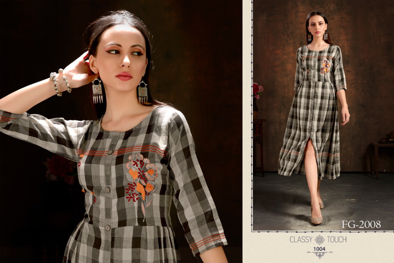 Unlock Vol 1 By Fashion Galleria Pure Cotton Checks Pattern Kurti Trader