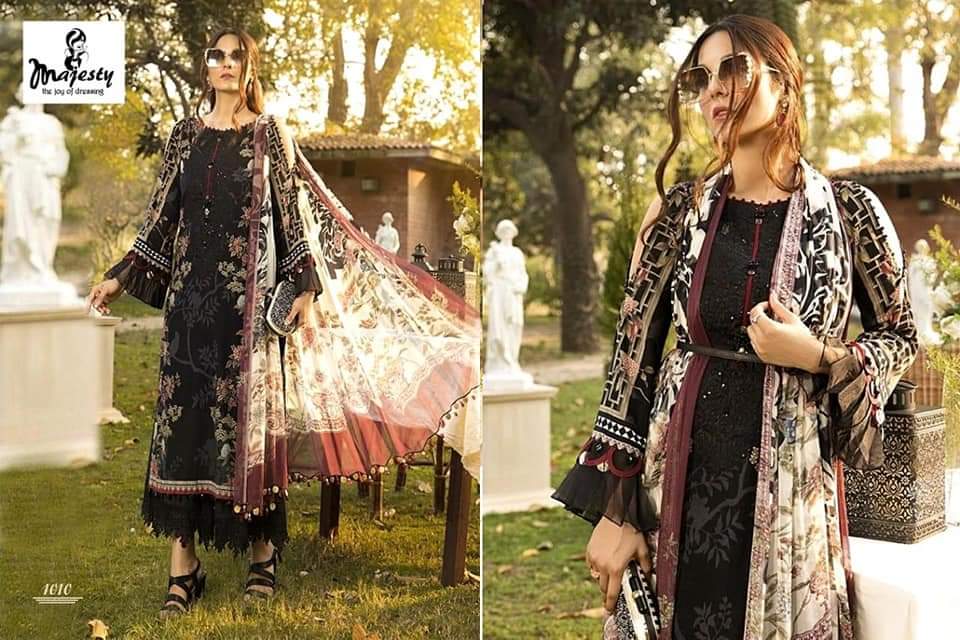 Majesty Maria-1010 Designer Jam Cotton Print Patch Work Suit