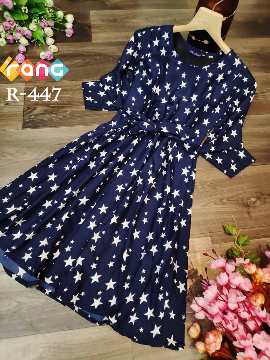 Fashion Dictionary Rang Vol-55 Designer Heavy Crape With Belt Kurti