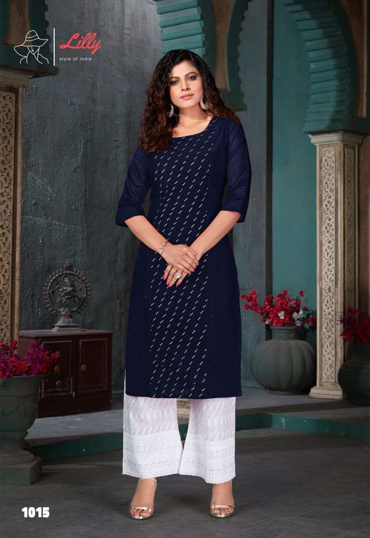 Lilly Style Of India Zubeda Kurti With Lucknowi Work Plazzo Bottom Collection