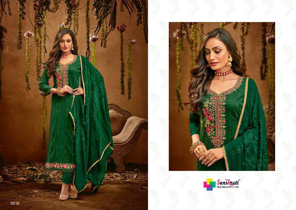 Heritage By Sanskruti Pure Jam Silk Embroidery Designer Salwar Kameez