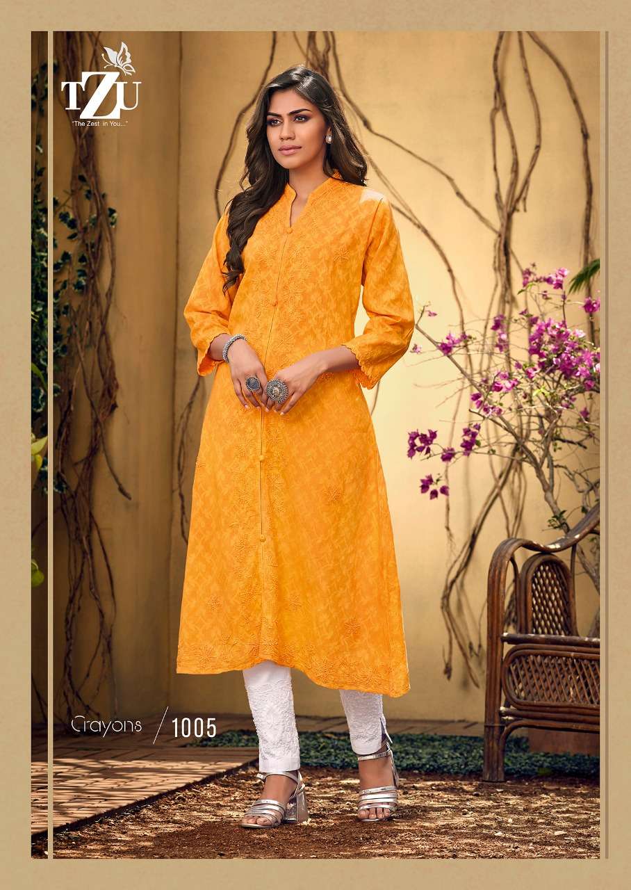 Crayons By Tzu Cotton Kurti With Bottom Wholesaler