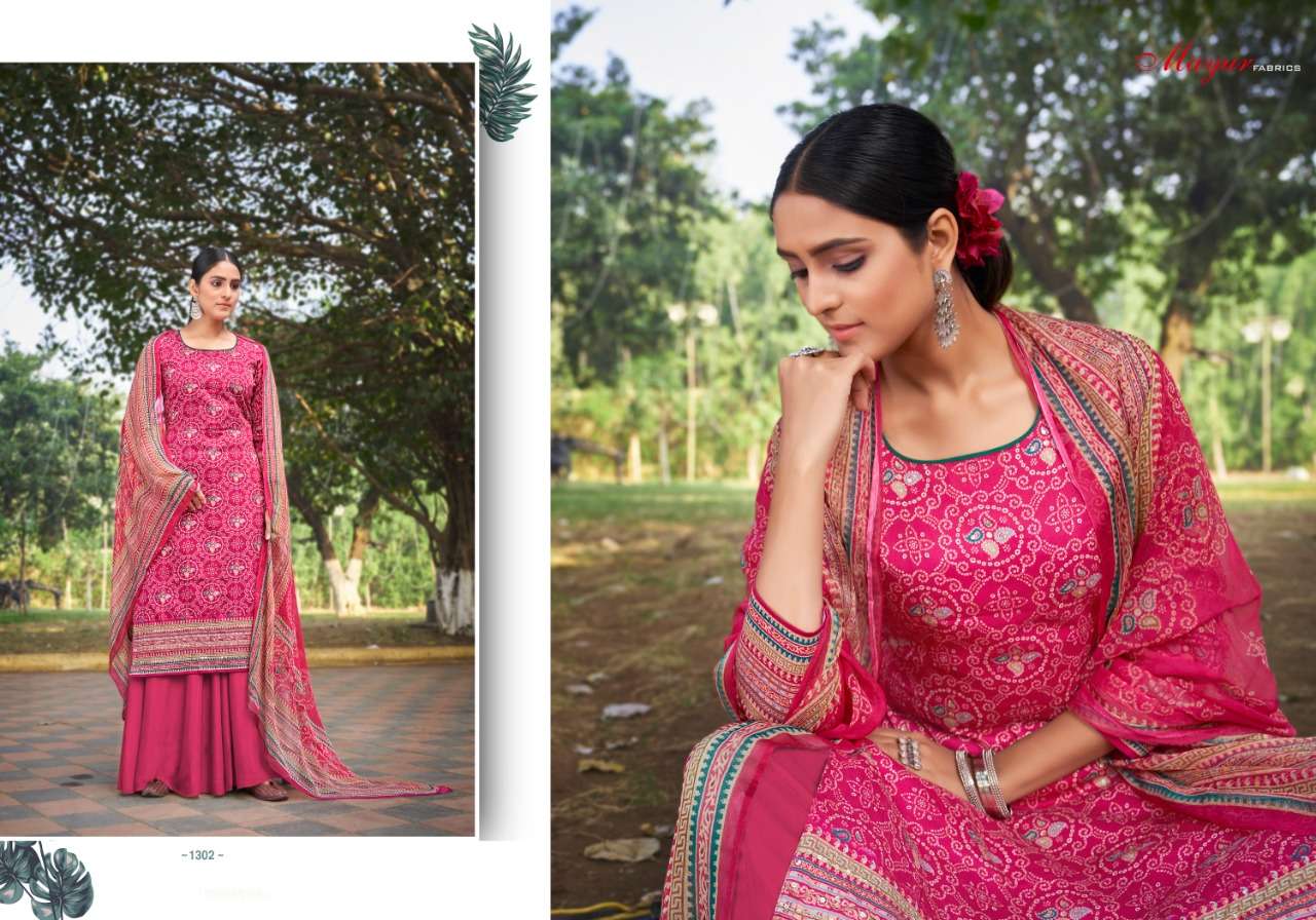 Hansa Bandhani Jam Cotton Designer Dress Materials