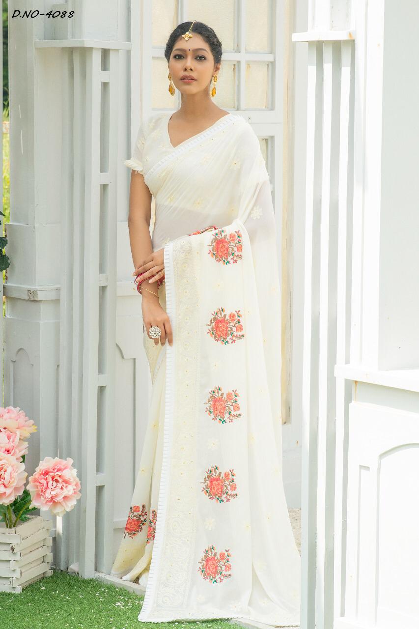 Kiaraa Designer Modellu Georgette Silk Saree