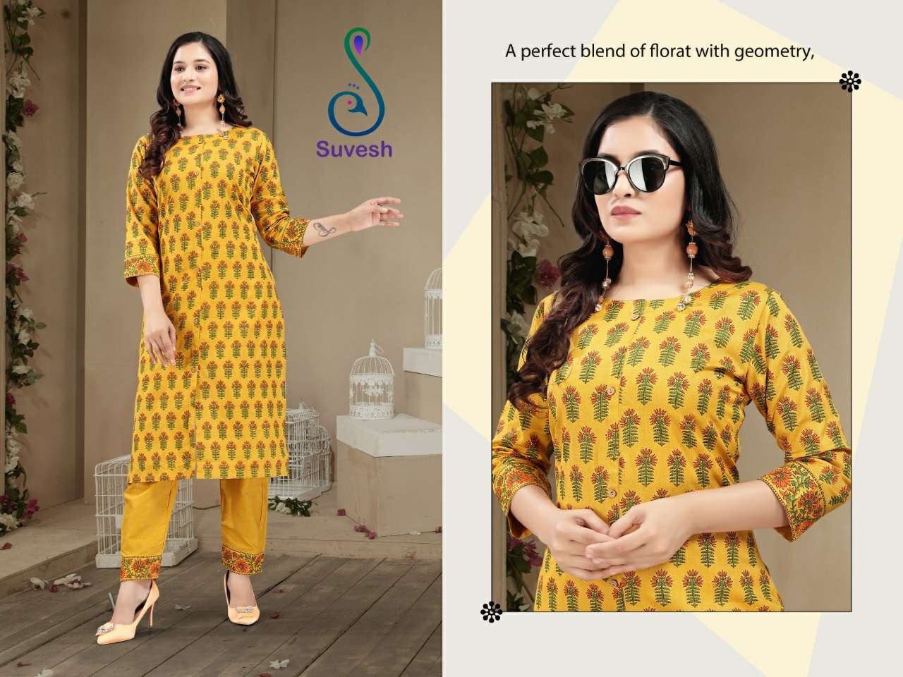 Suvesh Tanisha Cotton Flex Kurti With Pant Supplier