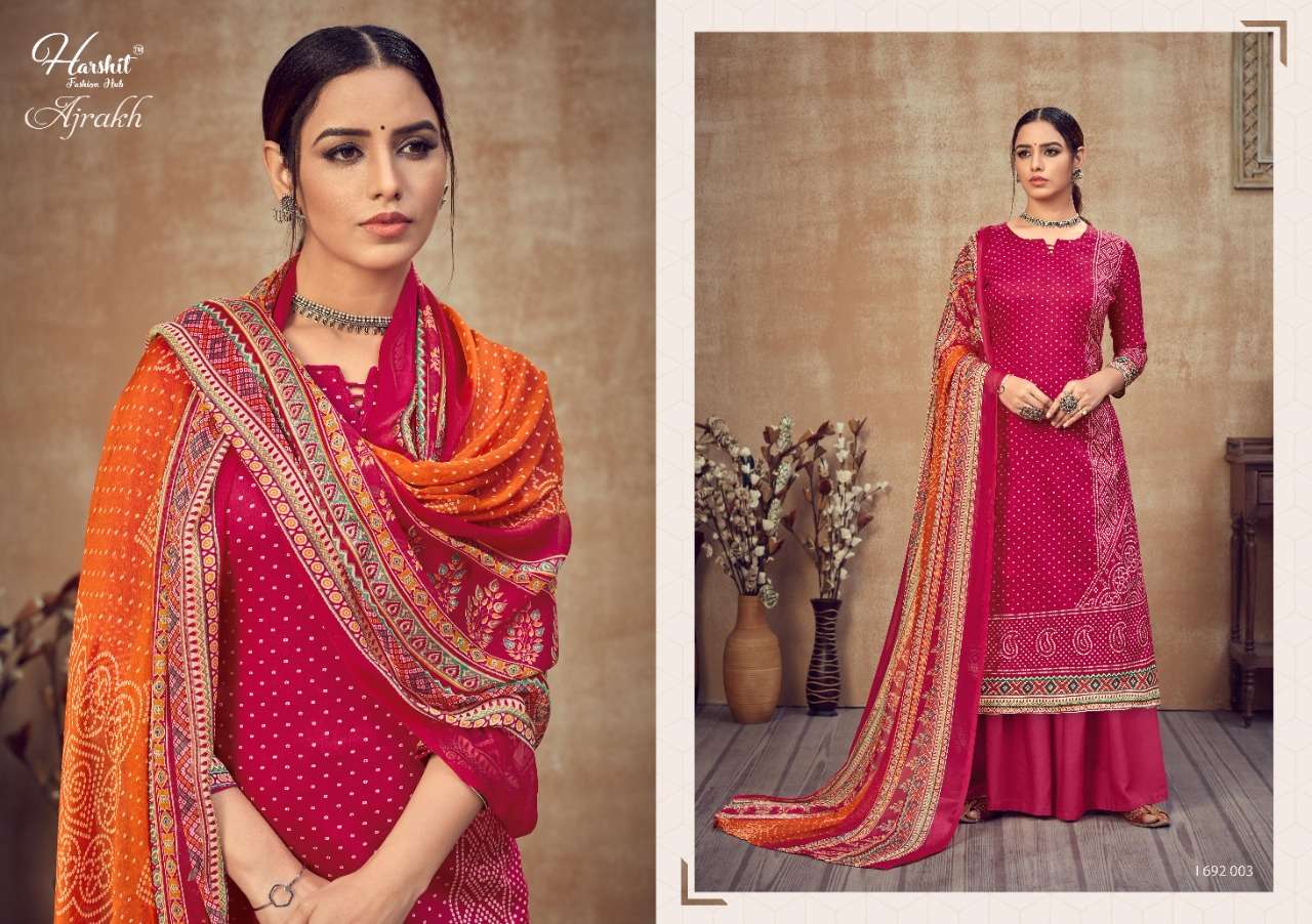 Harshit Fashion Ajrakh Bandhni Printed Ladies Suits Wholesaler