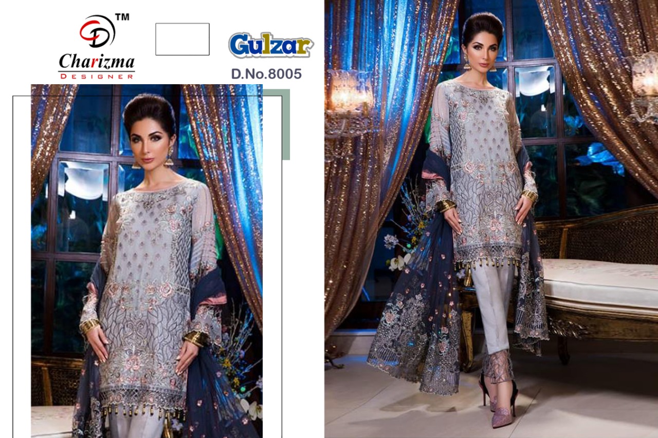 Charizma Designer Gulzar Series 8005 Heavy Net Suit