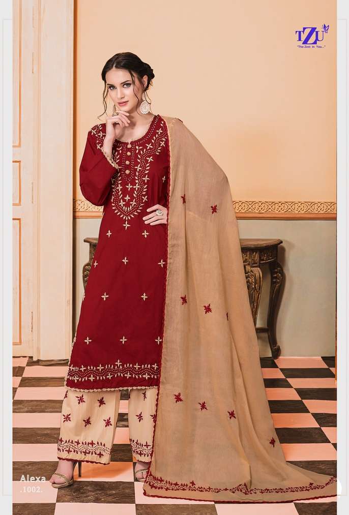 Alexa By Tzu Cotton Handwork Readymade Suits Wholesaler