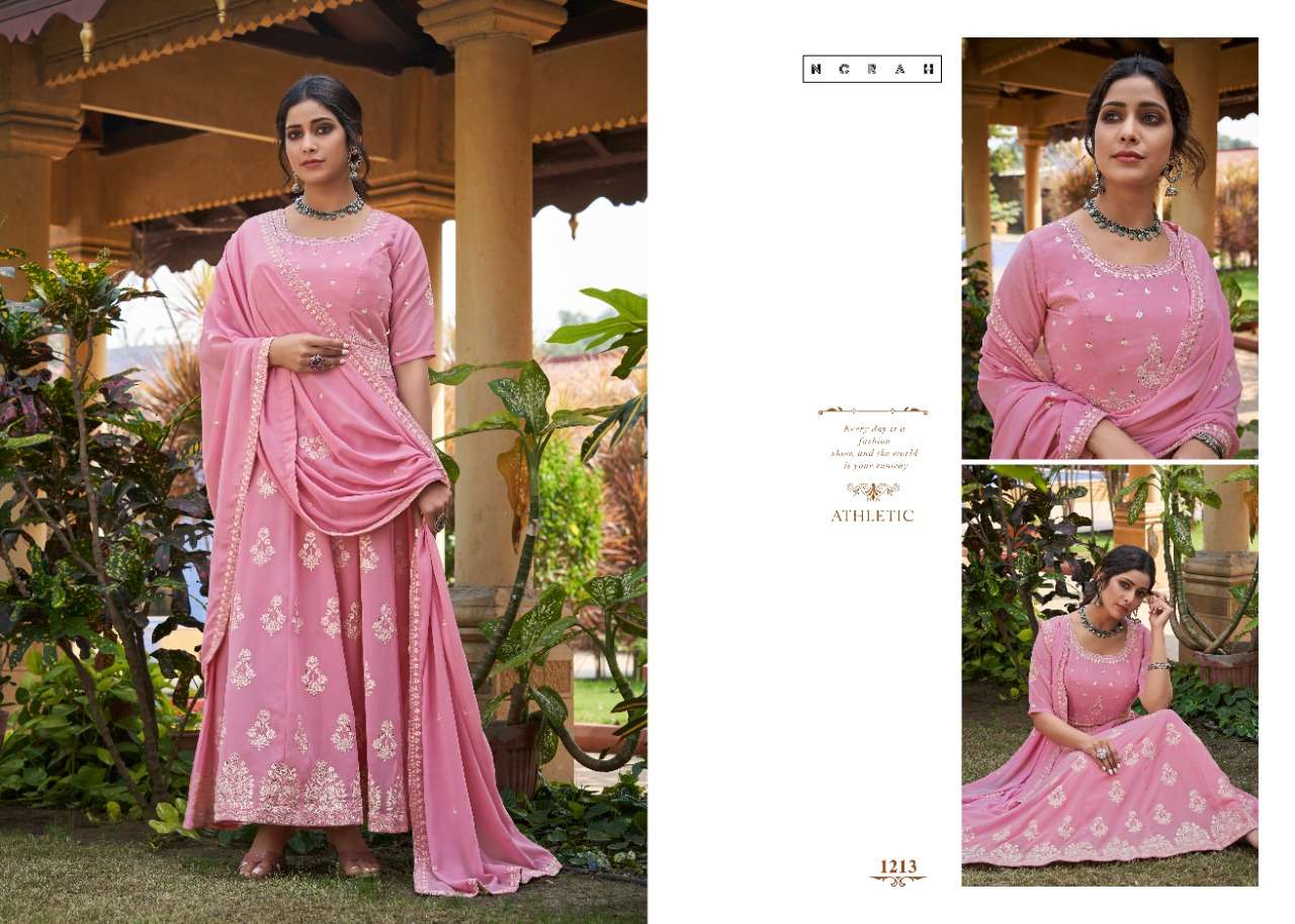 Navyata Nx By Tunic House Georgette Kali Style Lucknowi Readymade Suits