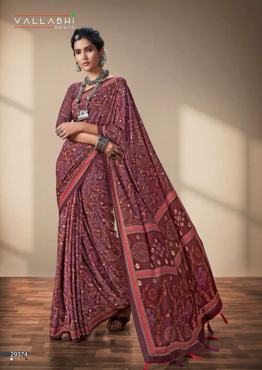 Vallabhi Simona Pure Crepe Printed Saris Uniform Sari Wholesale Shop