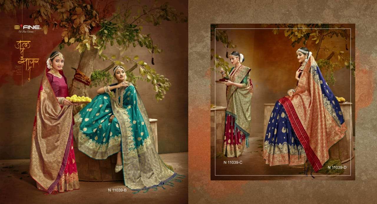 B Fine Kalakruti Series 11037-11039 Silk Saree At Best Rates