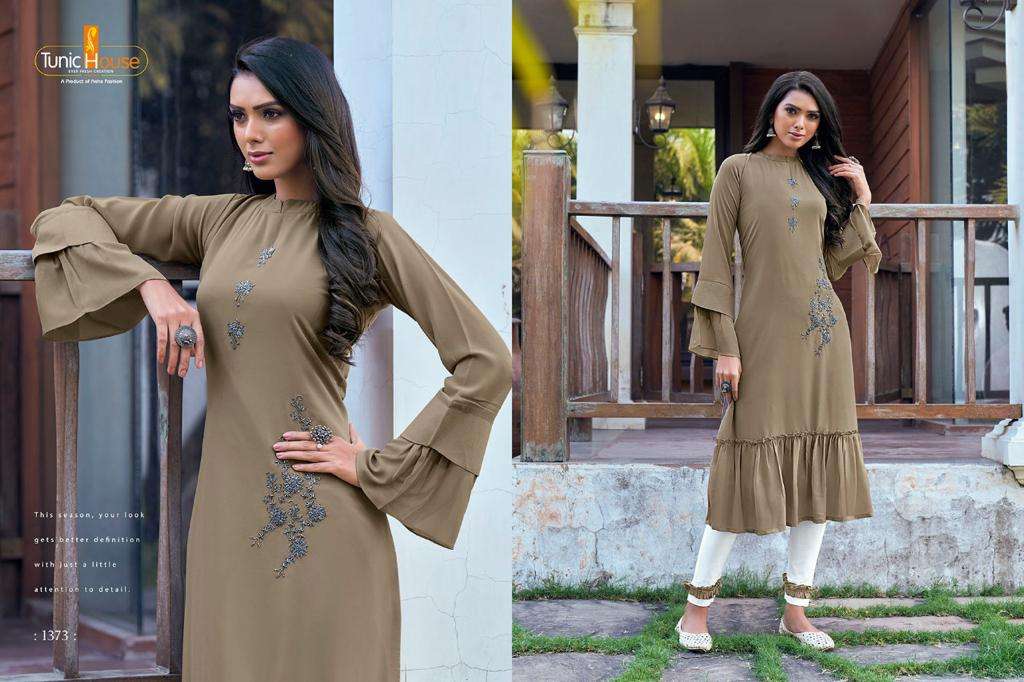Tunic House Nova Nx 1371-1374 Georgette Top With Cotton Lycra Bottom