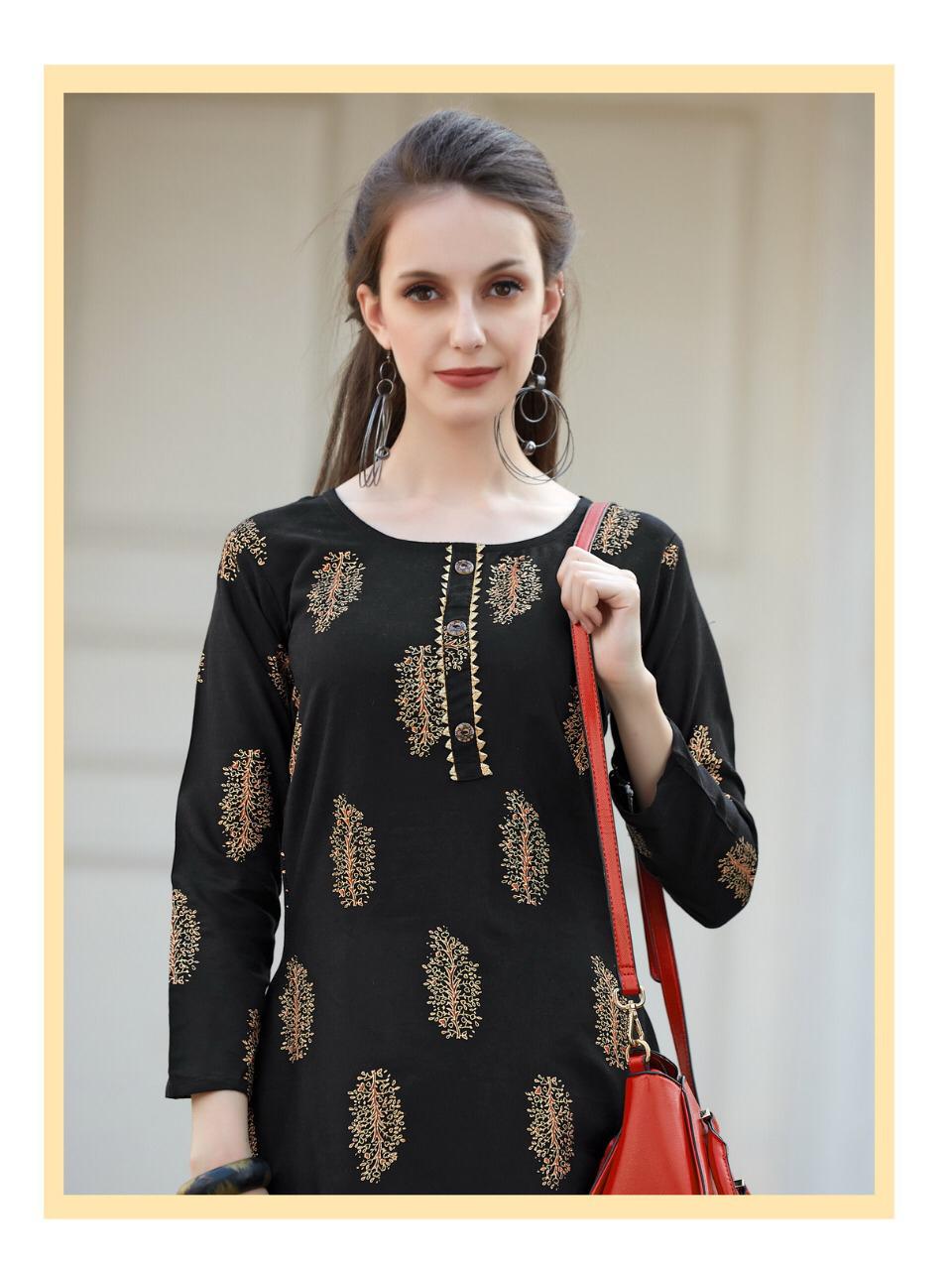 Bt-22 Fvd Designer Rayon Kurti With Sharara