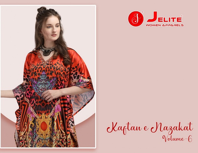 Jelite Kaftan Nazakat Vol-6 Series 601-608 Japan Satin Kaftan
