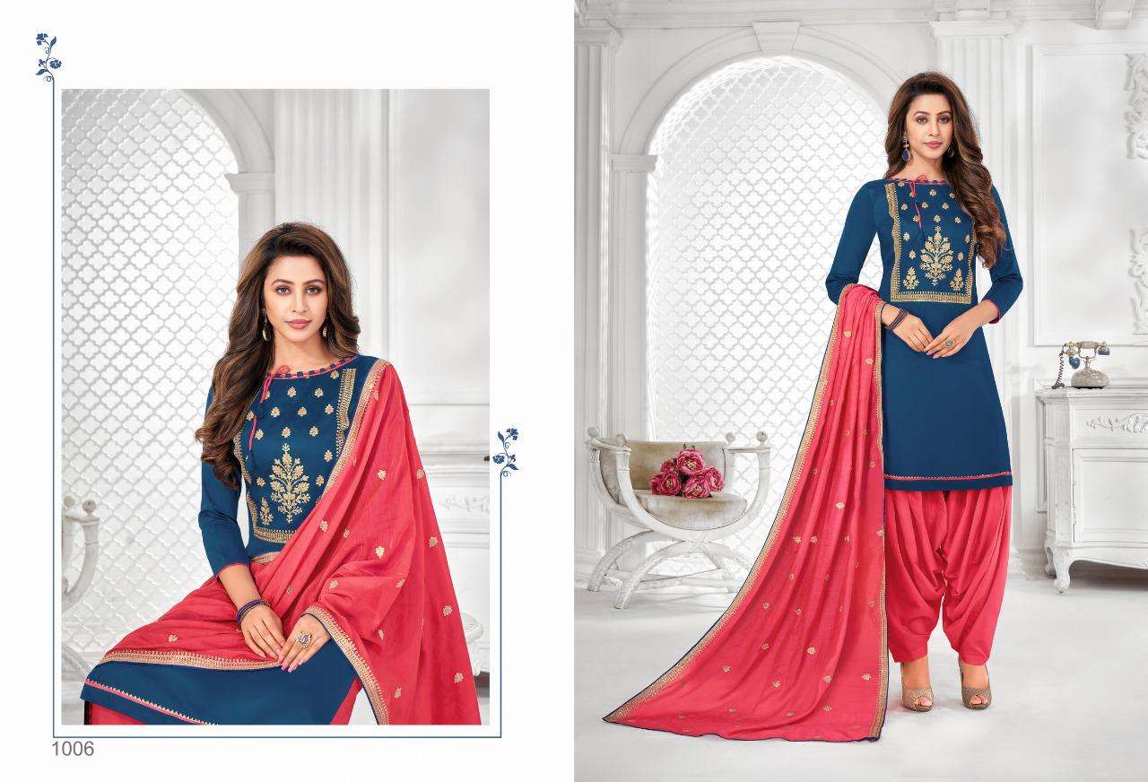 Shagun Kohinoor Series 1001-1012 Jam Satin Patiyala Salwar Kameez