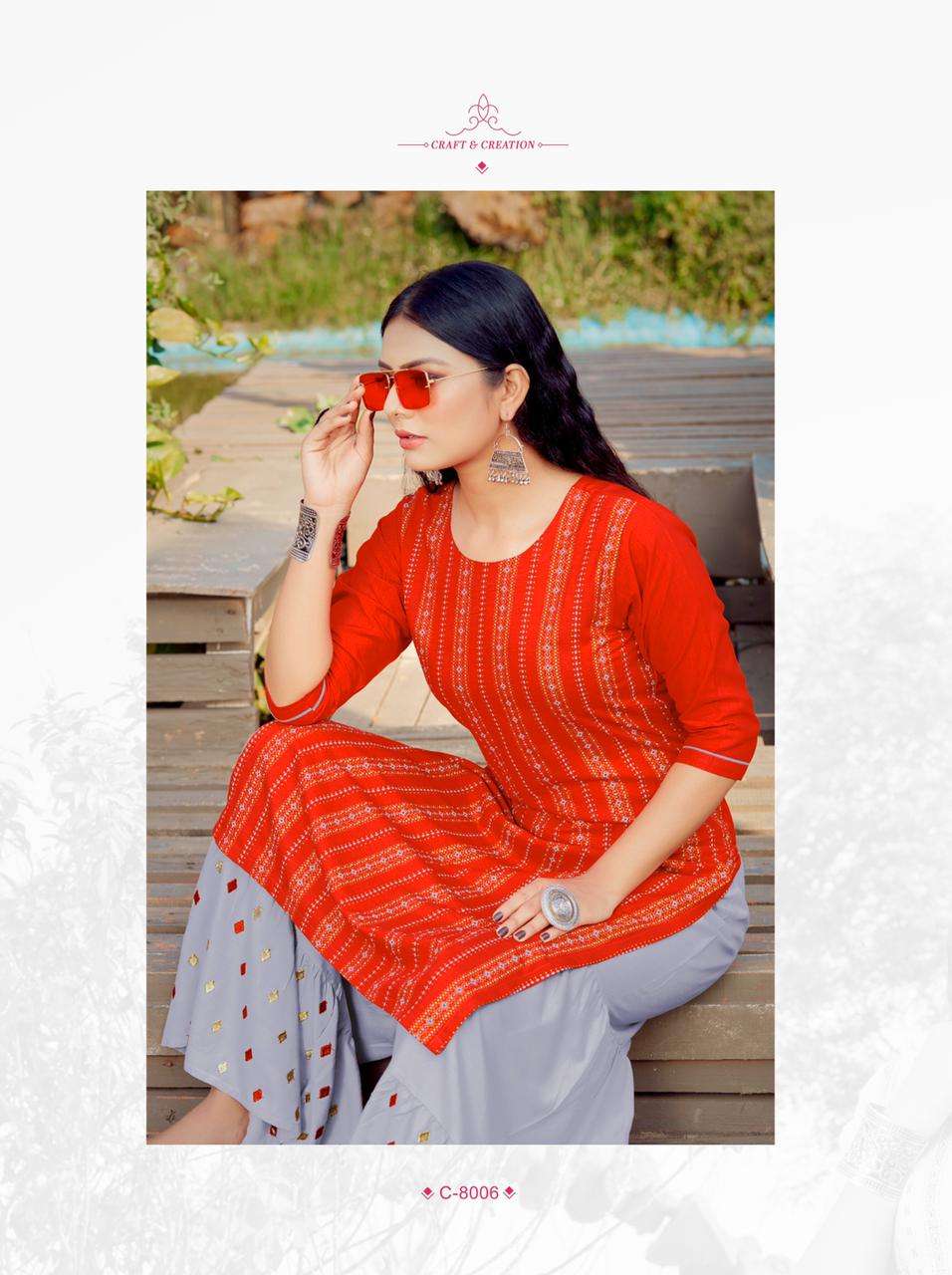 Rijiya Trendz Surmaee Vol-2 Series 8006-8010 Rayon Kurti With Sharara