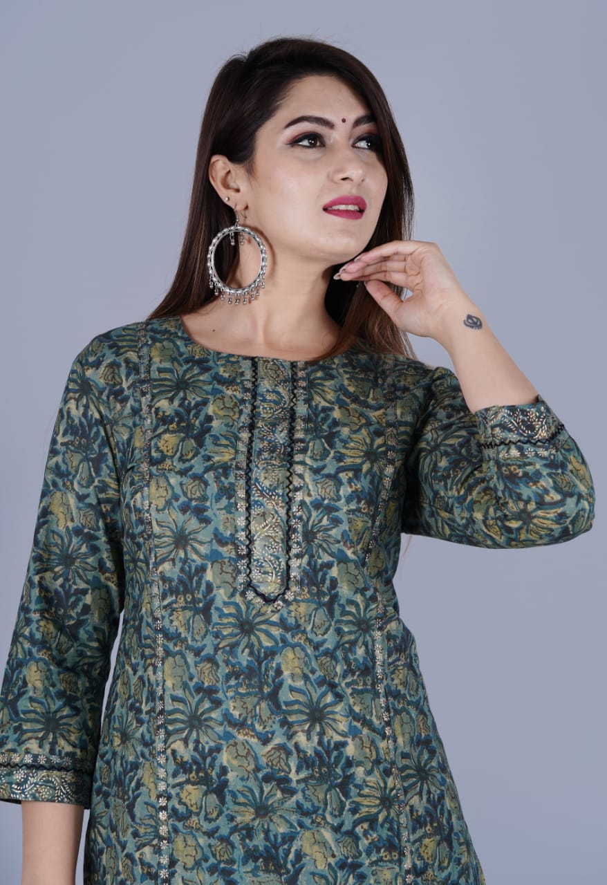 Bt-23 Designer Cotton Cambric Kurti With Sharara