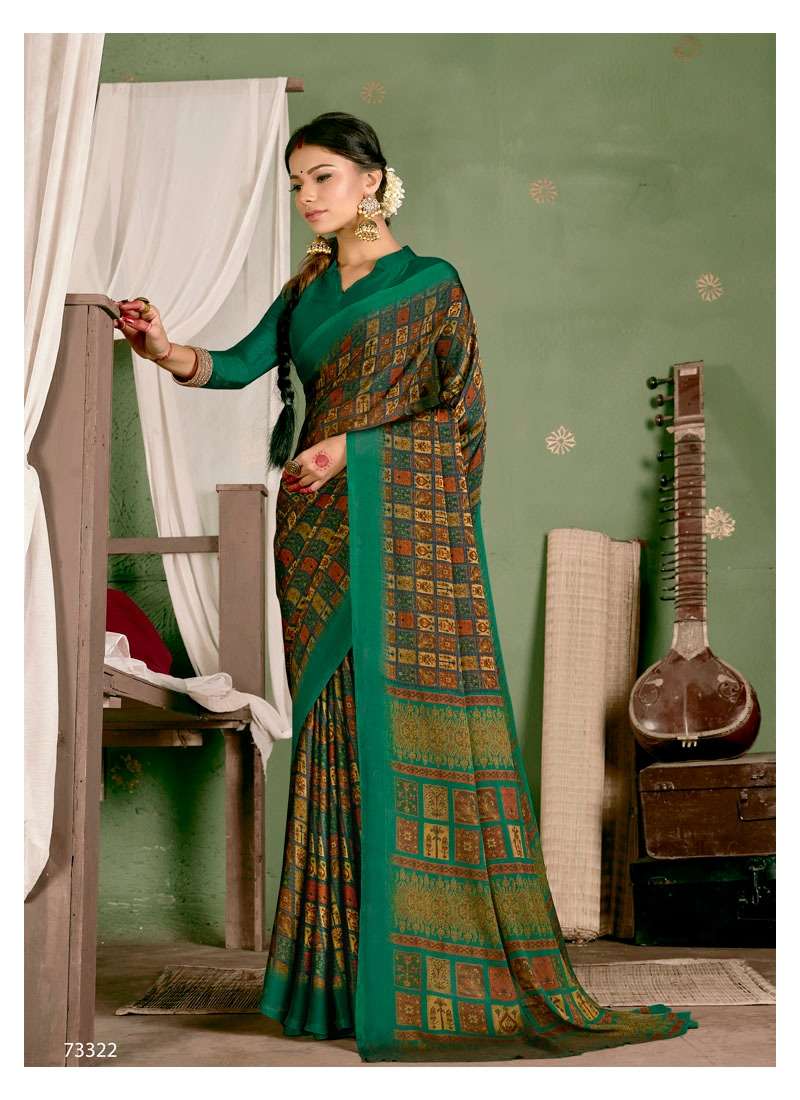 Antra Pankhudi Vol-25 Series 73321-73330 Black Rangoli Saree