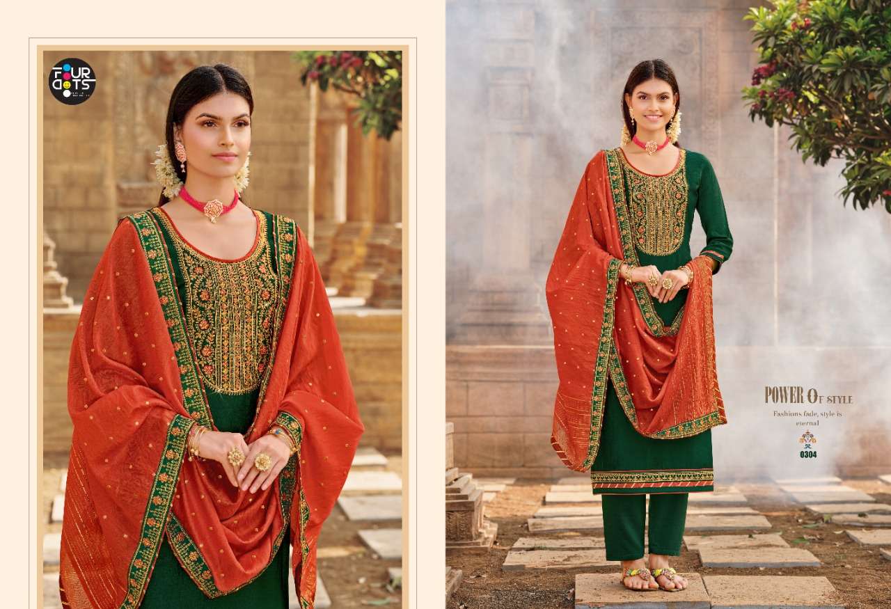 Fourdots Manjari Vol-3 Series 0301-0304 Silk Embroidery Suit