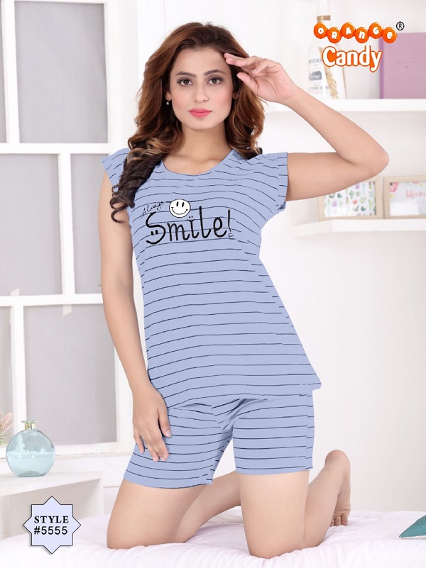 Orange Candy 5555 Cotton Stretchable Printed Night Dress