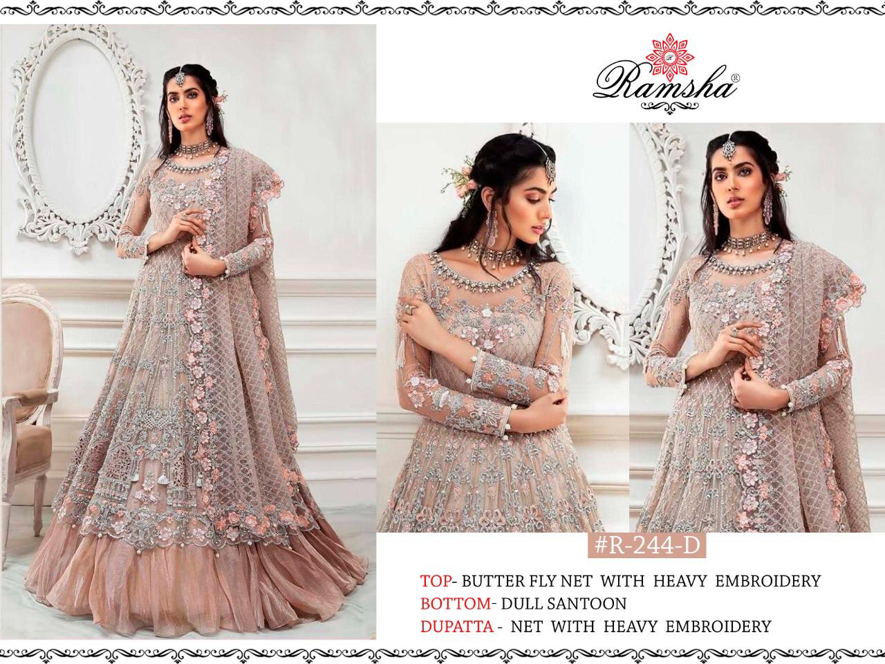 Ramsha R-244 Nx Butterfly Net Embroidered Salwar Kameez