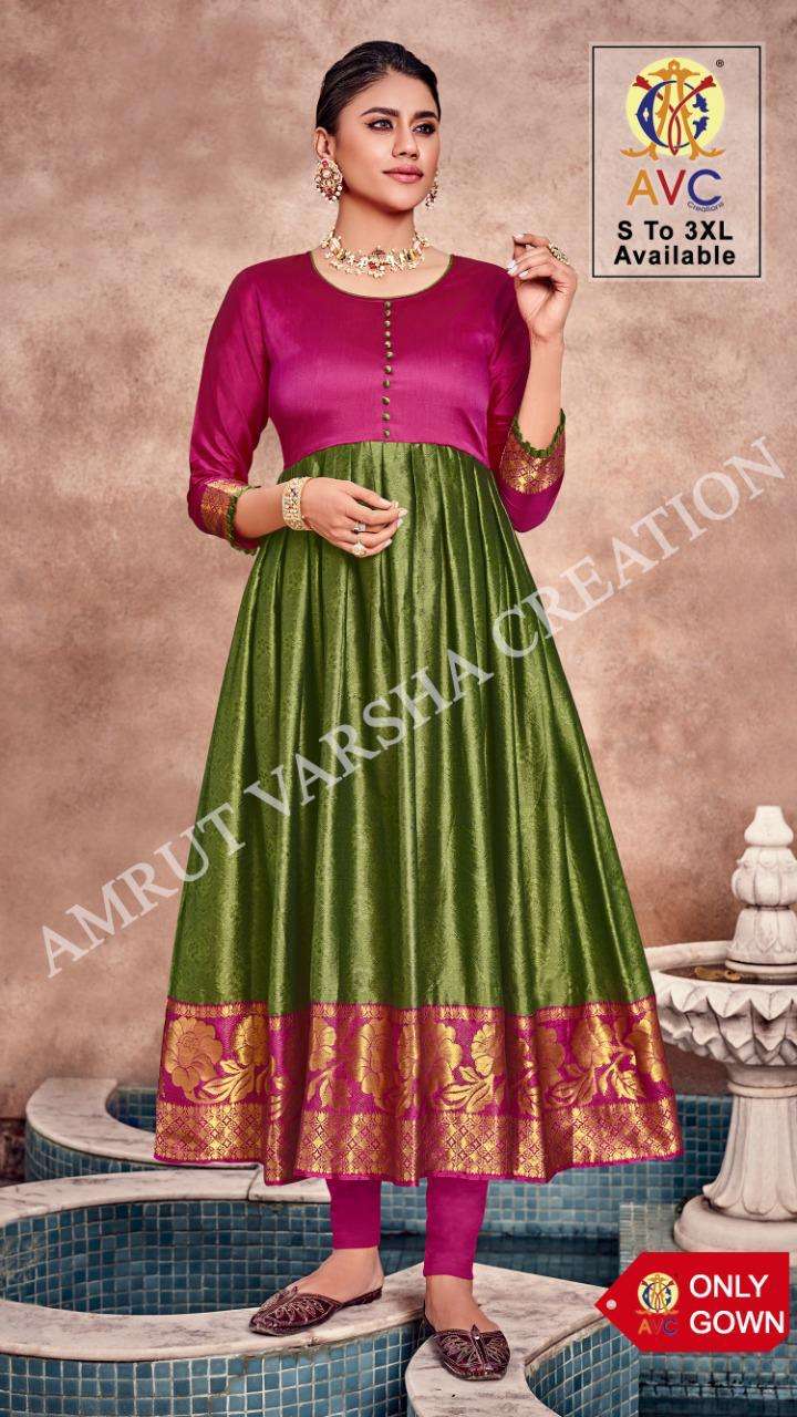 Avc Jheel Series 401-408 Silk Jacquard Long Gown For Summer