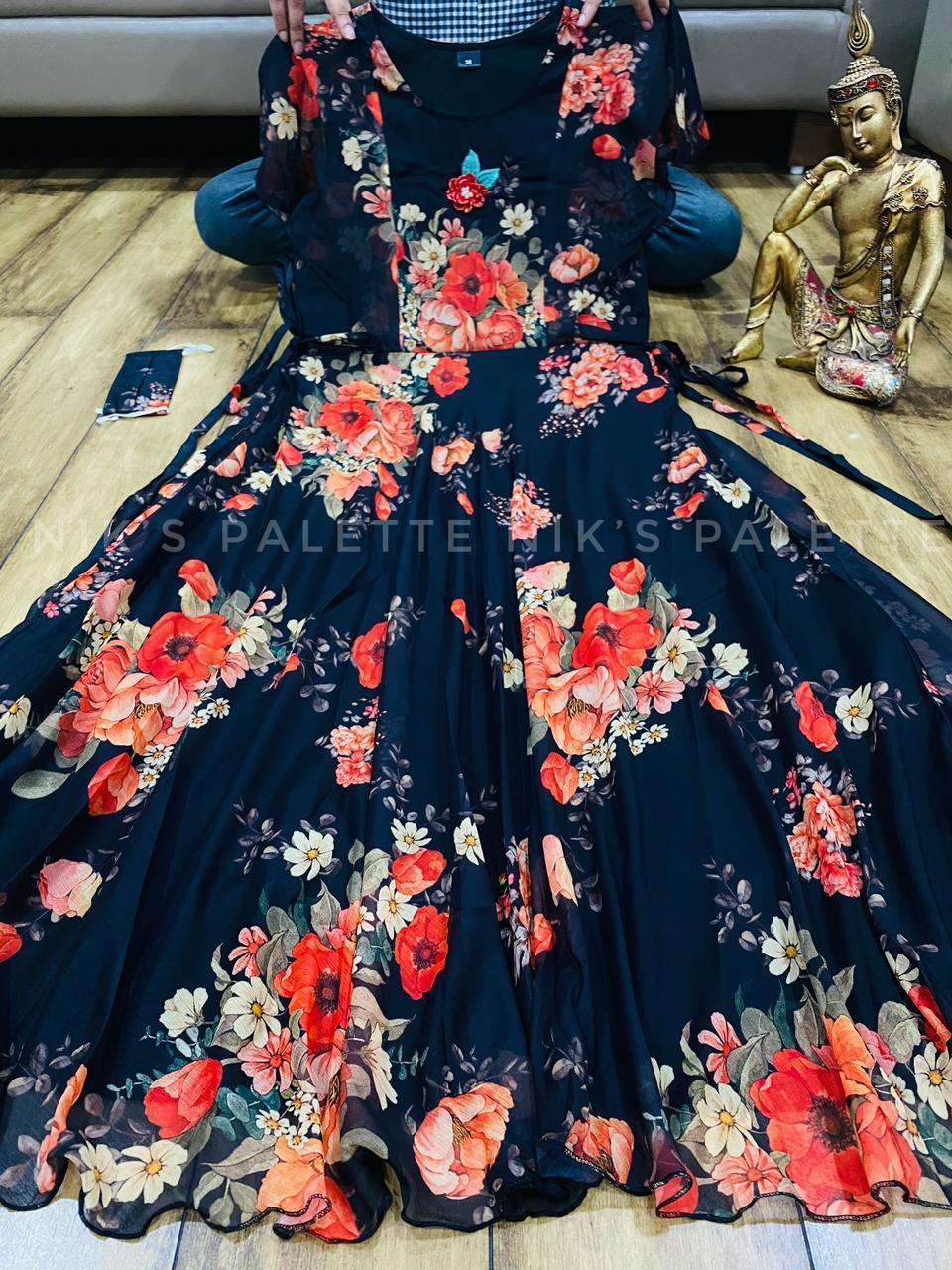 X-lady Designer Faux Georgette Kurti