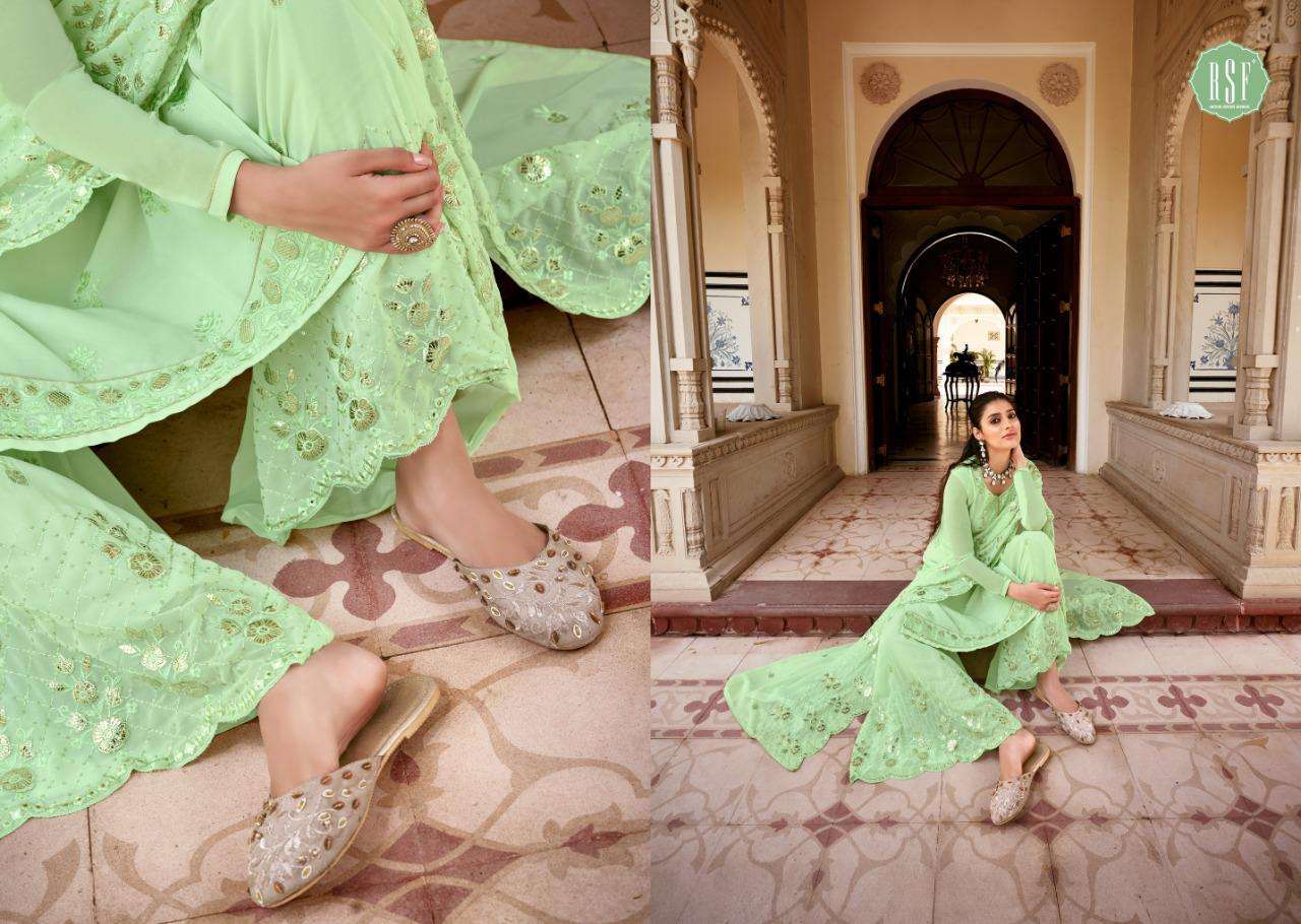 Rsf Noor Series 18801-18804 Georgette Embroidery Palazzo Style Suit