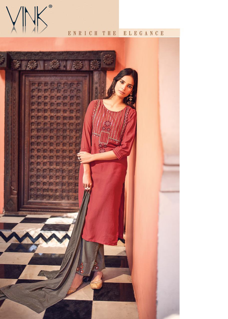 Harmony Vol 2 By Vink Viscose Silk Kurta With Muslin Plazzo And Dupatta Readymade Collection