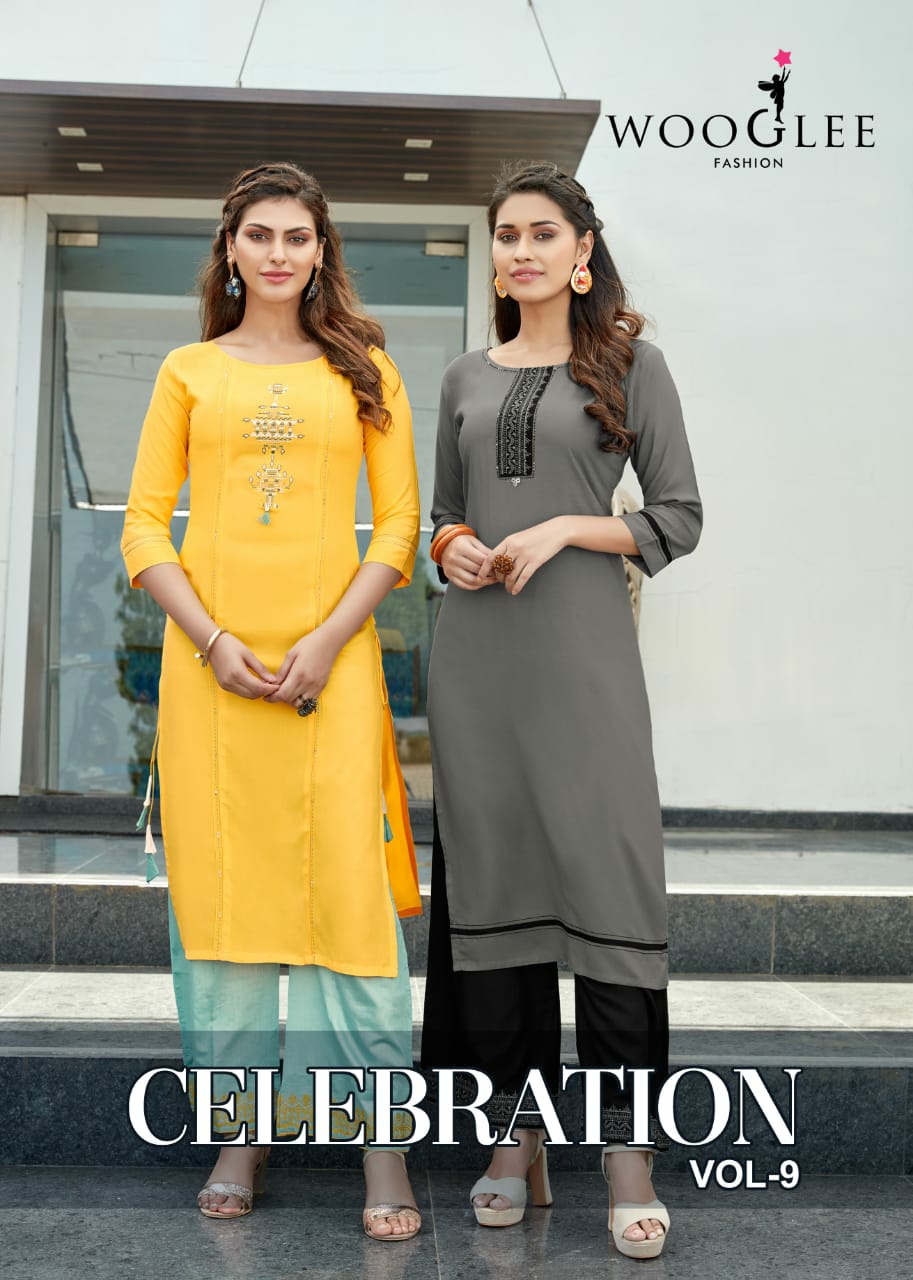 Wooglee Celebration Vol 9 Rayon New And Modern Style Kurti With Plazzo Catalog