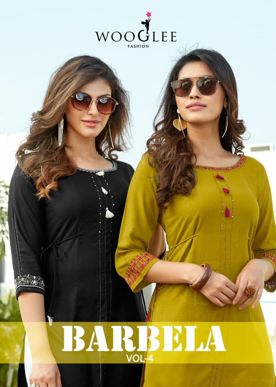 Wooglee Barbella Rayon Attrective Colours Kurti Catalog