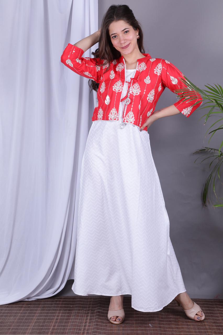Ludo Designer Heavy Rayon Kurti  With Jacket