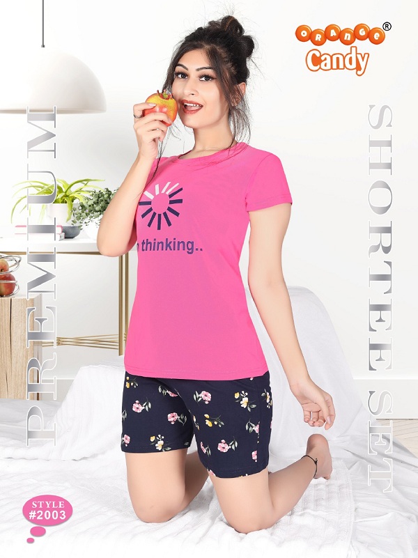 Orange Candy 2003 Cotton Lycra Stretchable Night Suits