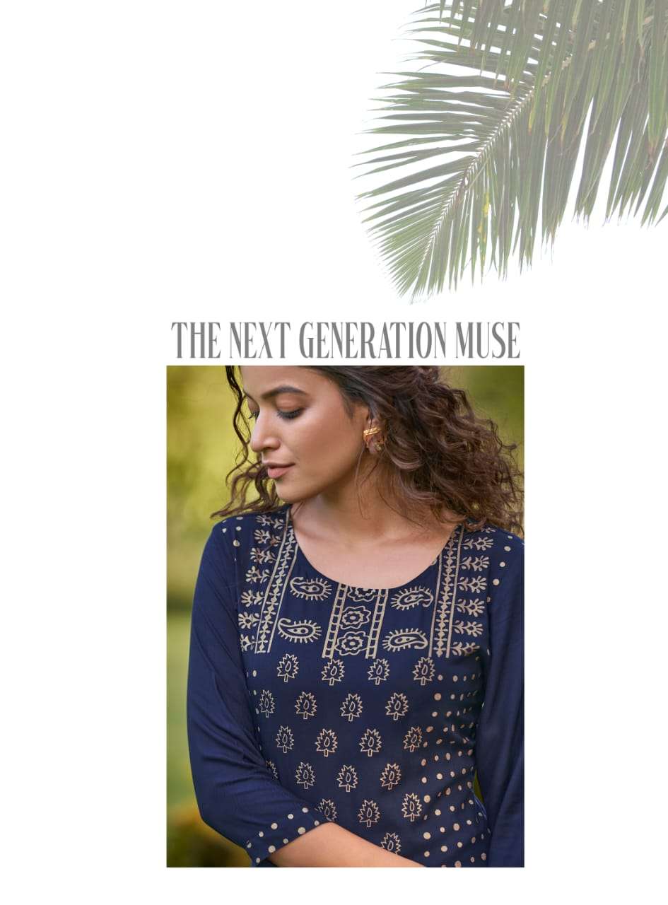 Banwery Peri Peri Series 1001-1006 Rayon Foil Printed Kurti With Pant