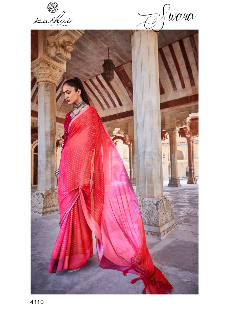 Kashvi Creation Swara Designer Rainbow Chiffon Saree