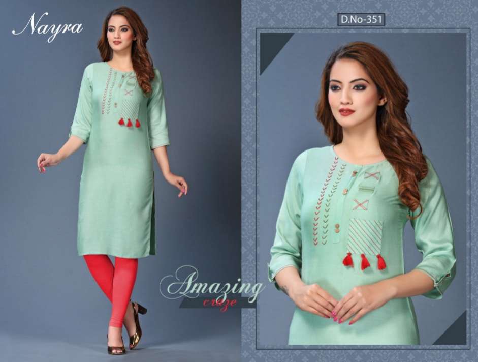 Nayra Present Pihu Rayon Simple Ladies Kurti Catalogue